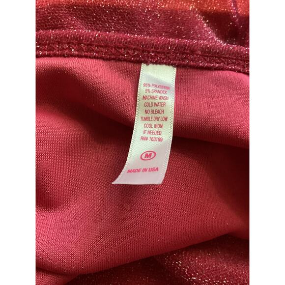 5069 NWT 5B Style Sparkly Disco Bodycon Mini Dress Spaghetti Straps Pink Large - Picture 7 of 7